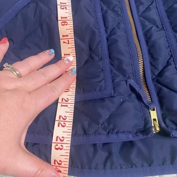 J. Crew Factory Size XS Navy Blue Vest Quilted Down Excursion High Neck Full Zip - Picture 4 of 6